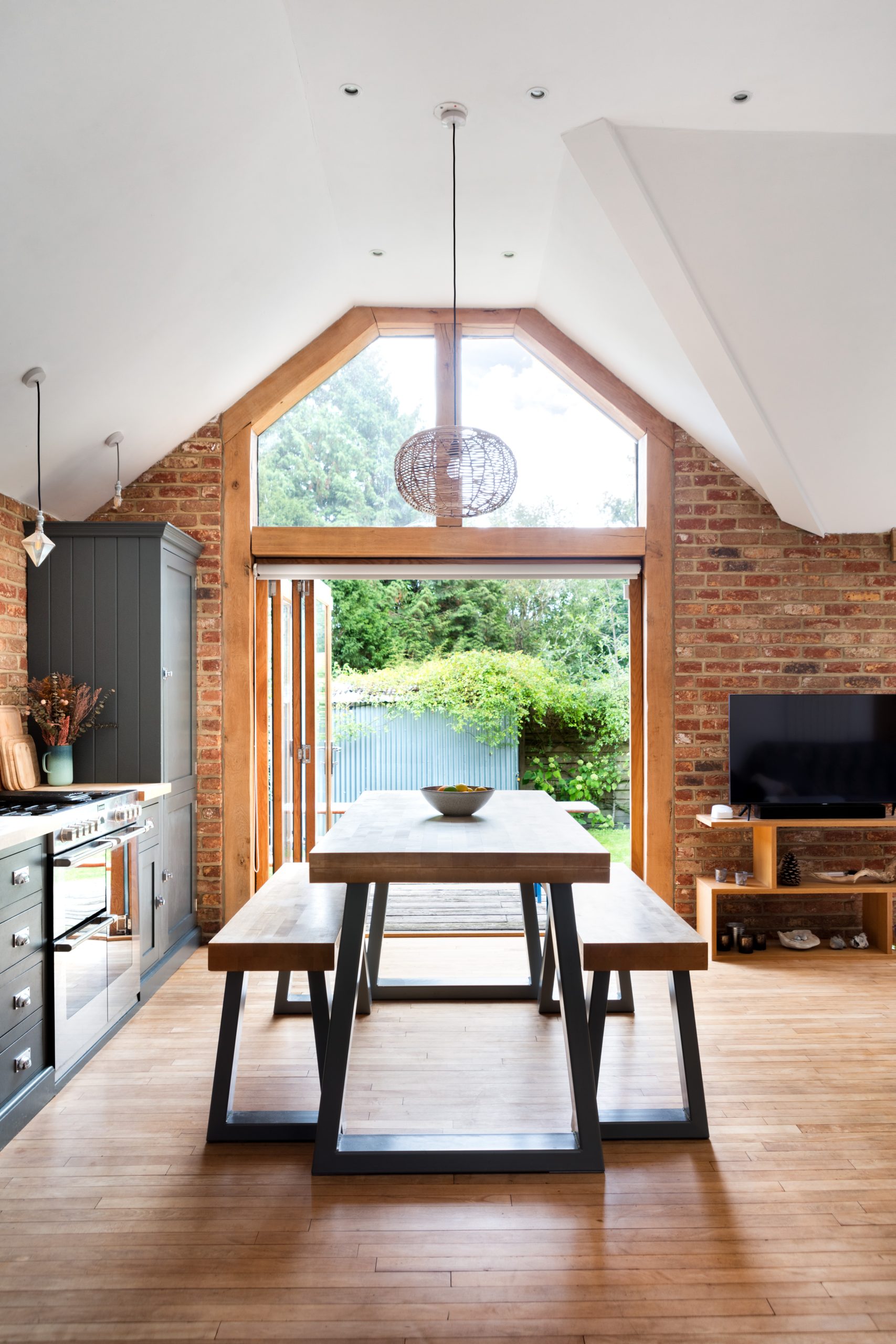 kitchen interior with doors open